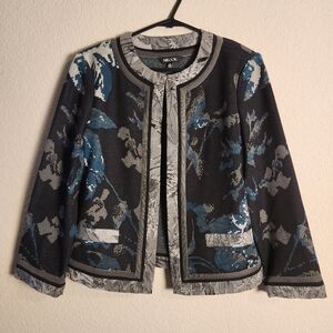 Misook Women’s cardigan jacket black green print size XS